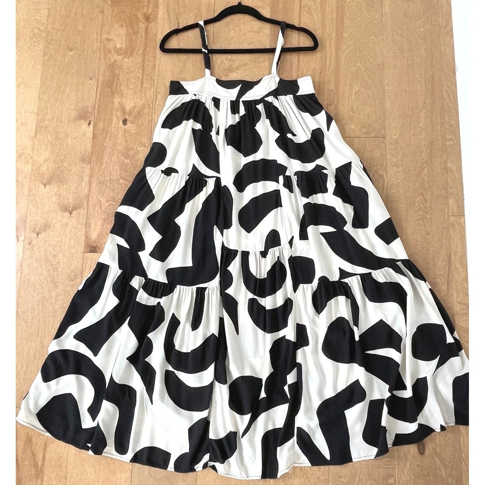 Anthropologie Abel the Label Black White Abstract Print Tiered Maxi Dress S - Picture 3 of 10